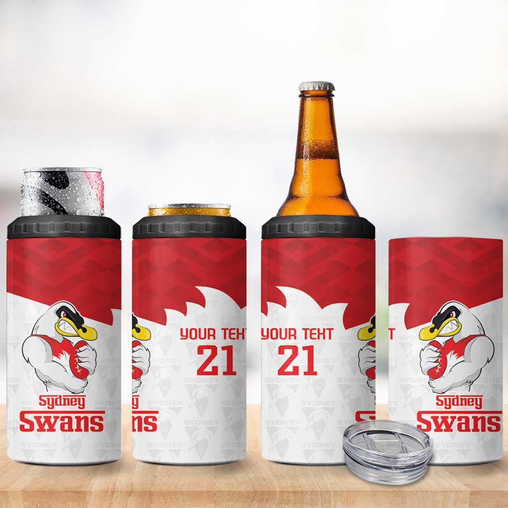 AFL Sydney Custom 4 in 1 Can Cooler Tumbler with Swans Mascot Simple Style