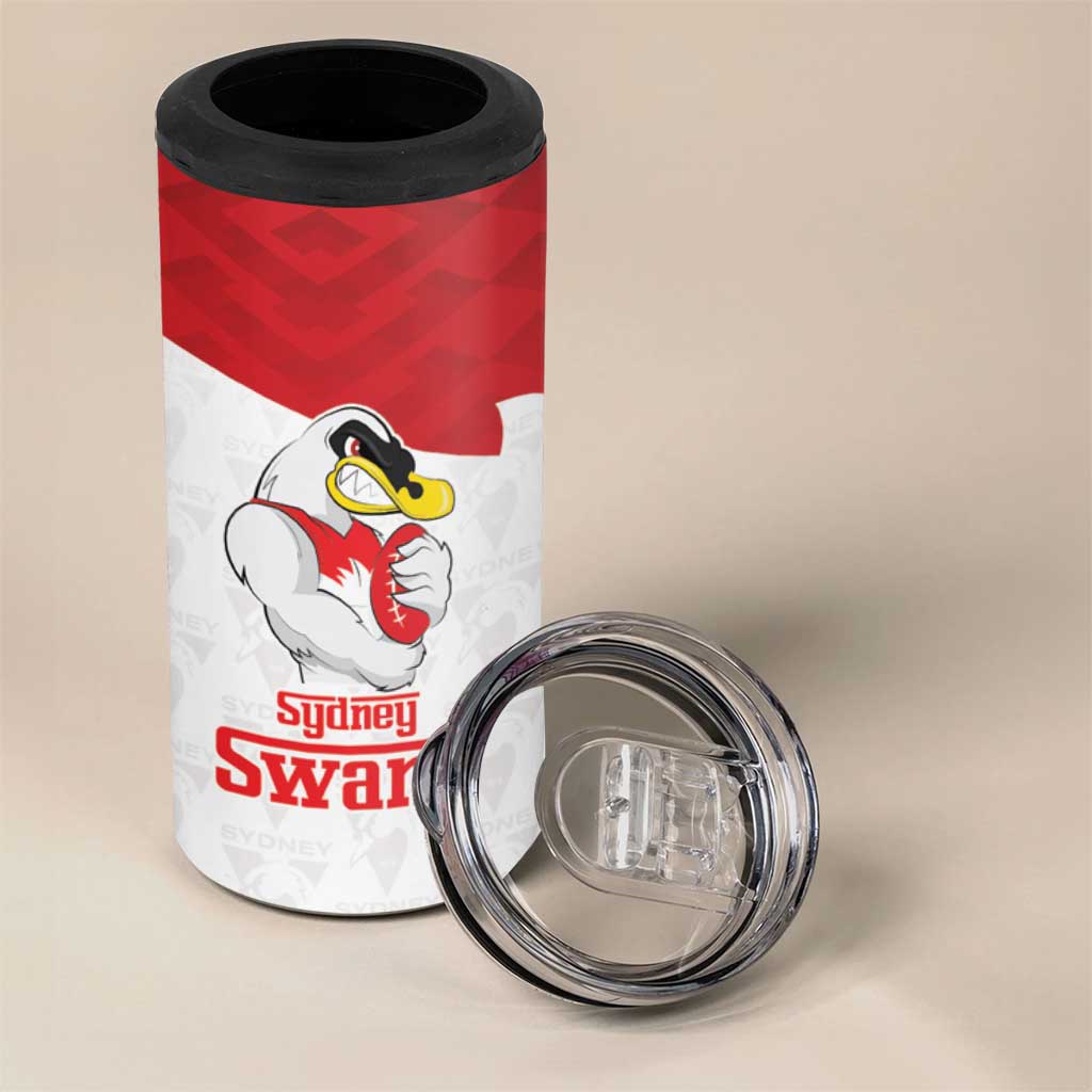 AFL Sydney Custom 4 in 1 Can Cooler Tumbler with Swans Mascot Simple Style
