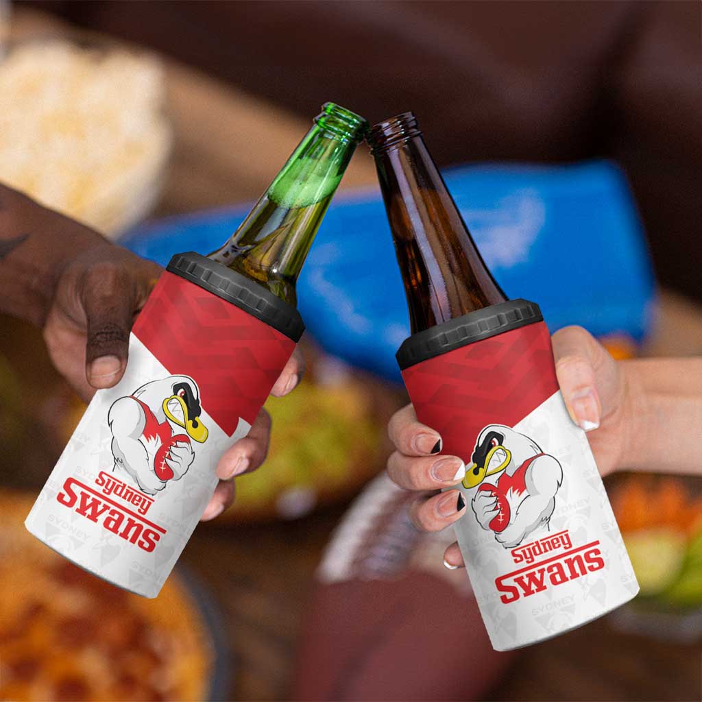 AFL Sydney Custom 4 in 1 Can Cooler Tumbler with Swans Mascot Simple Style