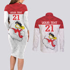 AFL Sydney Custom Couples Matching Long Sleeve Bodycon Dress and Long Sleeve Button Shirt with Swans Mascot Simple Style