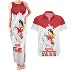 AFL Sydney Custom Couples Matching Tank Maxi Dress and Hawaiian Shirt with Swans Mascot Simple Style