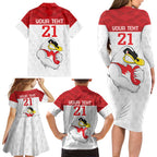 AFL Sydney Custom Family Matching Long Sleeve Bodycon Dress and Hawaiian Shirt with Swans Mascot Simple Style