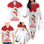 AFL Sydney Custom Family Matching Off The Shoulder Long Sleeve Dress and Hawaiian Shirt with Swans Mascot Simple Style