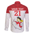 AFL Sydney Custom Family Matching Off The Shoulder Long Sleeve Dress and Hawaiian Shirt with Swans Mascot Simple Style