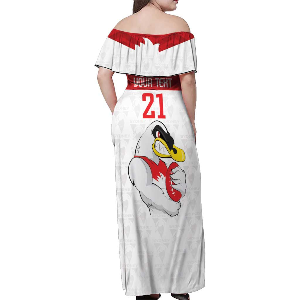 AFL Sydney Custom Family Matching Off Shoulder Maxi Dress and Hawaiian Shirt with Swans Mascot Simple Style
