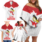 AFL Sydney Custom Family Matching Off Shoulder Short Dress and Hawaiian Shirt with Swans Mascot Simple Style