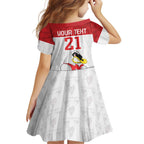 AFL Sydney Custom Family Matching Off Shoulder Short Dress and Hawaiian Shirt with Swans Mascot Simple Style