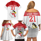 AFL Sydney Custom Family Matching Off Shoulder Short Dress and Hawaiian Shirt with Swans Mascot Simple Style