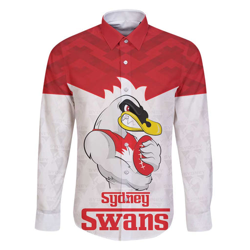 AFL Sydney Custom Family Matching Off Shoulder Short Dress and Hawaiian Shirt with Swans Mascot Simple Style