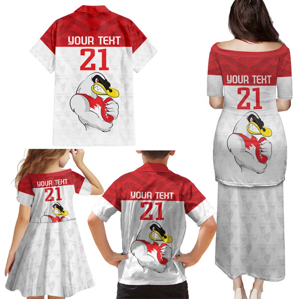 AFL Sydney Custom Family Matching Puletasi and Hawaiian Shirt with Swans Mascot Simple Style