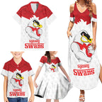 AFL Sydney Custom Family Matching Summer Maxi Dress and Hawaiian Shirt with Swans Mascot Simple Style
