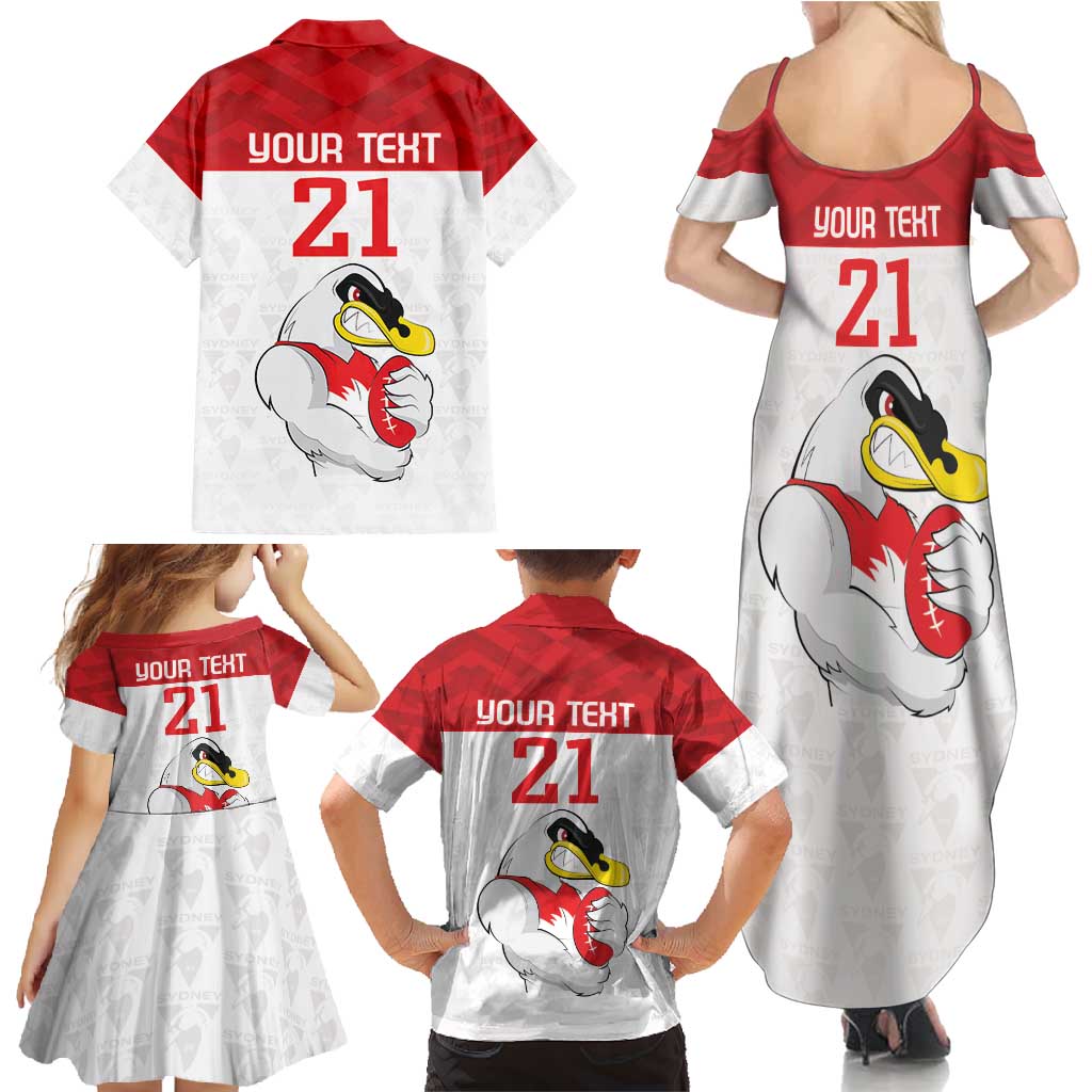 AFL Sydney Custom Family Matching Summer Maxi Dress and Hawaiian Shirt with Swans Mascot Simple Style