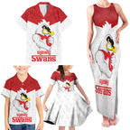 AFL Sydney Custom Family Matching Tank Maxi Dress and Hawaiian Shirt with Swans Mascot Simple Style
