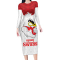 AFL Sydney Custom Long Sleeve Bodycon Dress with Swans Mascot Simple Style