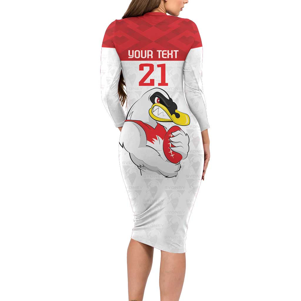 AFL Sydney Custom Long Sleeve Bodycon Dress with Swans Mascot Simple Style