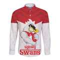 AFL Sydney Custom Long Sleeve Button Shirt with Swans Mascot Simple Style