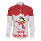 AFL Sydney Custom Long Sleeve Button Shirt with Swans Mascot Simple Style