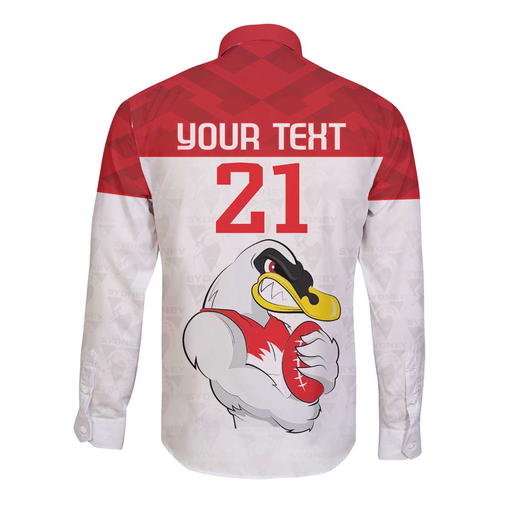 AFL Sydney Custom Long Sleeve Button Shirt with Swans Mascot Simple Style