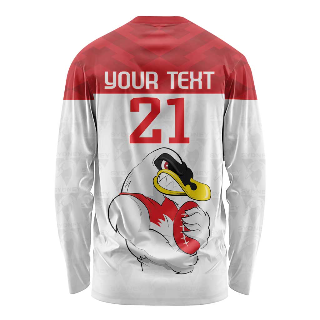 AFL Sydney Custom Long Sleeve Shirt with Swans Mascot Simple Style