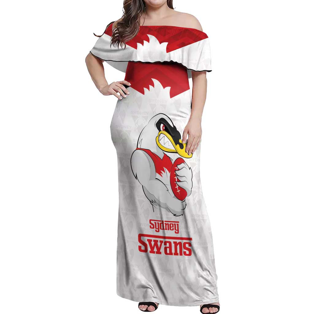 AFL Sydney Custom Off Shoulder Maxi Dress with Swans Mascot Simple Style