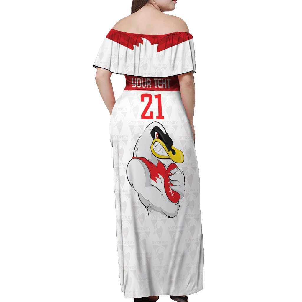 AFL Sydney Custom Off Shoulder Maxi Dress with Swans Mascot Simple Style