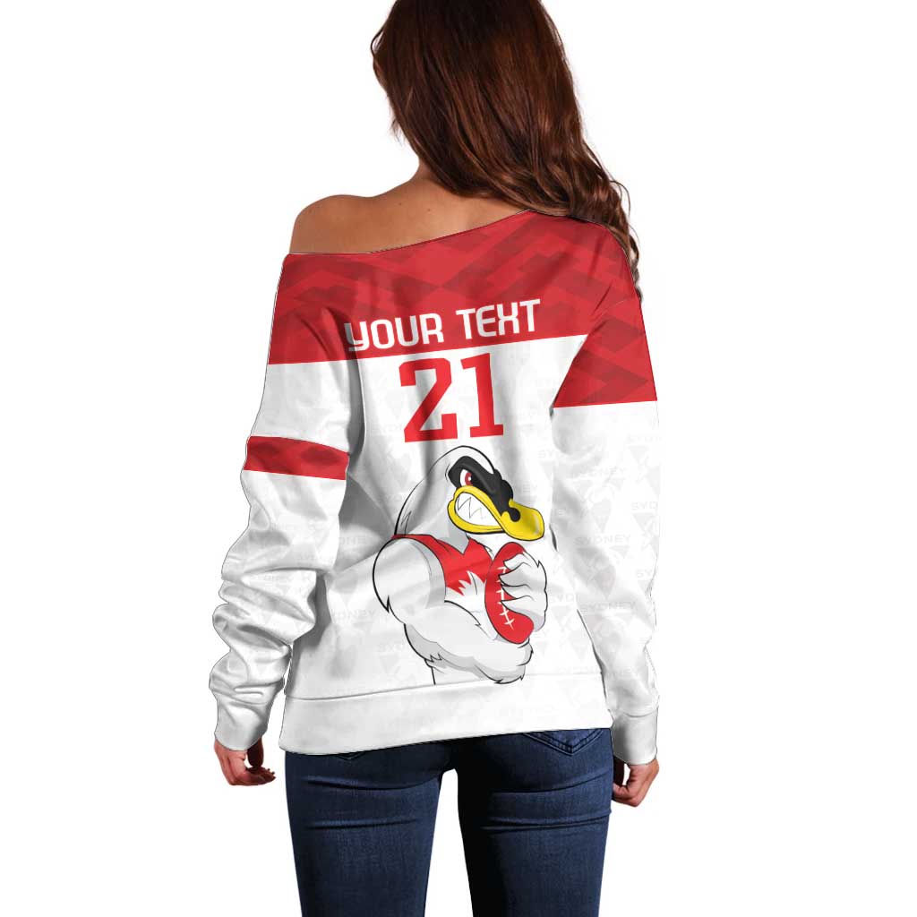 AFL Sydney Custom Off Shoulder Sweater with Swans Mascot Simple Style