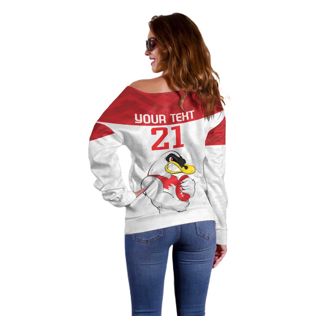 AFL Sydney Custom Off Shoulder Sweater with Swans Mascot Simple Style
