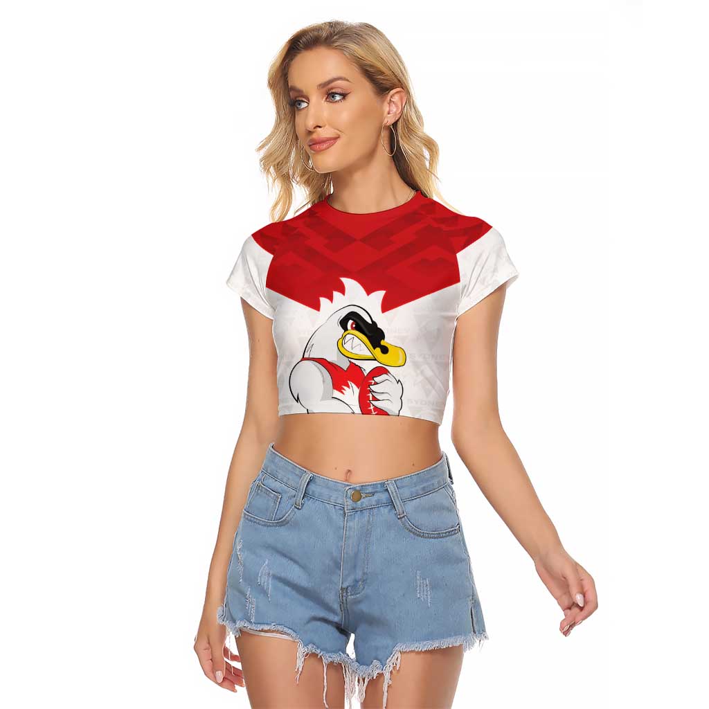 AFL Sydney Custom Raglan Cropped T Shirt with Swans Mascot Simple Style