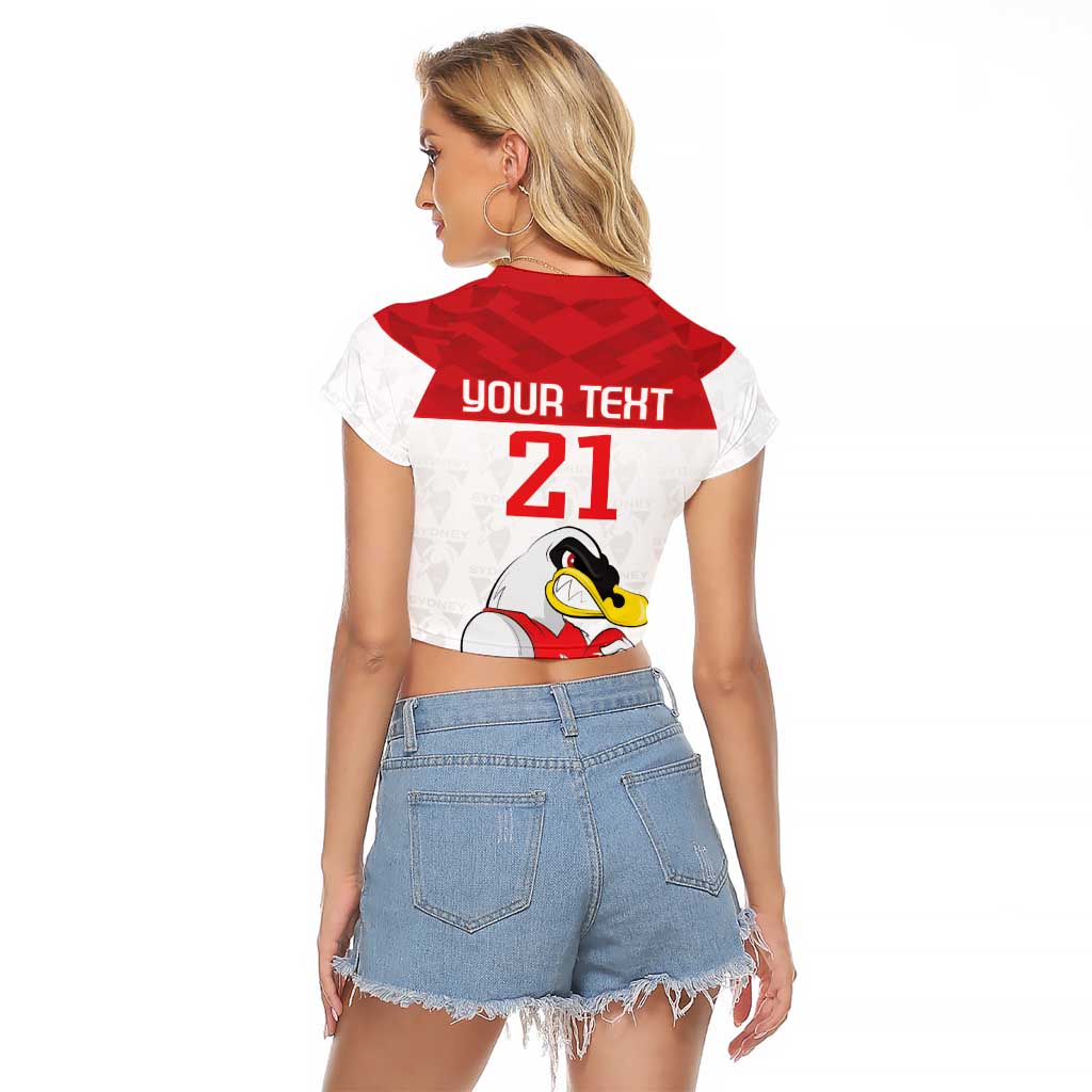 AFL Sydney Custom Raglan Cropped T Shirt with Swans Mascot Simple Style
