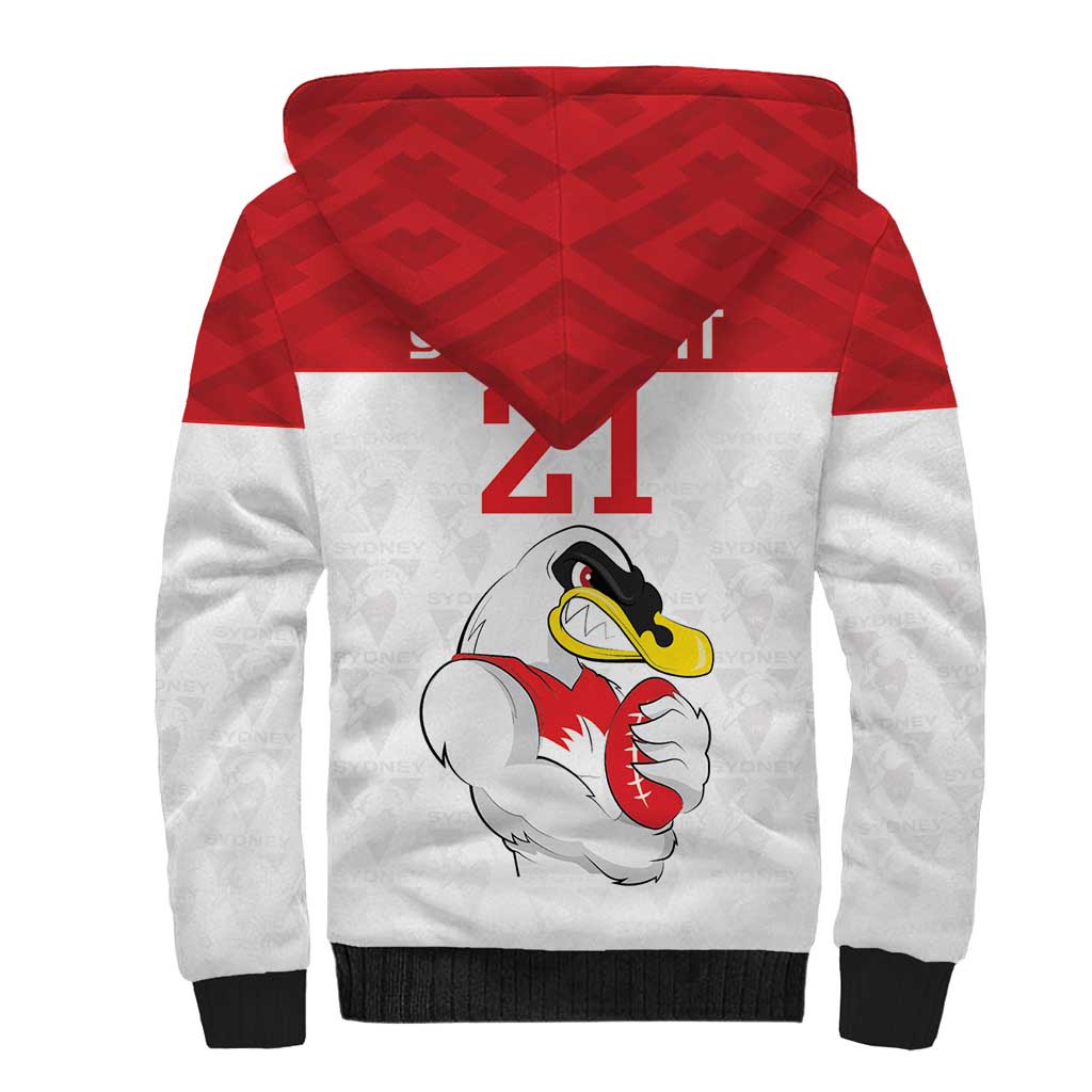 AFL Sydney Custom Sherpa Hoodie with Swans Mascot Simple Style