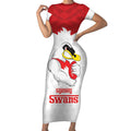 AFL Sydney Custom Short Sleeve Bodycon Dress with Swans Mascot Simple Style