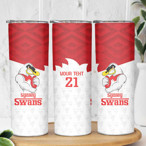 AFL Sydney Custom Skinny Tumbler with Swans Mascot Simple Style