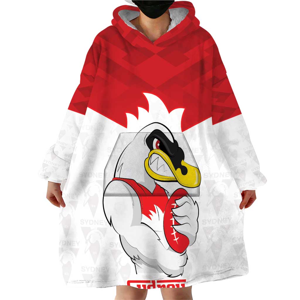 AFL Sydney Custom Wearable Blanket Hoodie with Swans Mascot Simple Style