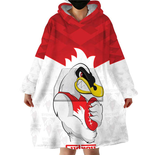 AFL Sydney Custom Wearable Blanket Hoodie with Swans Mascot Simple Style