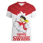 AFL Sydney Custom Women V-Neck T-Shirt with Swans Mascot Simple Style