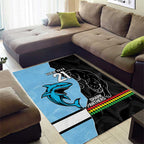 NRL Panthers-Shark Mascot Custom Area Rug Cracked Metal Style