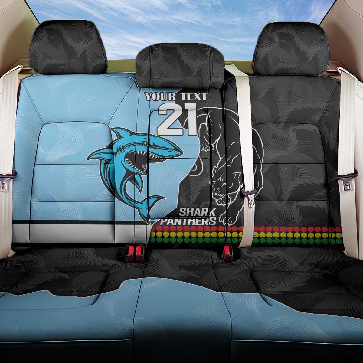 NRL Panthers-Shark Mascot Custom Back Car Seat Cover Cracked Metal Style