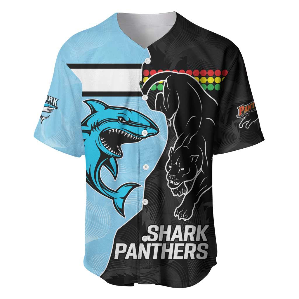 NRL Panthers-Shark Mascot Custom Baseball Jersey Cracked Metal Style