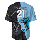 NRL Panthers-Shark Mascot Custom Baseball Jersey Cracked Metal Style
