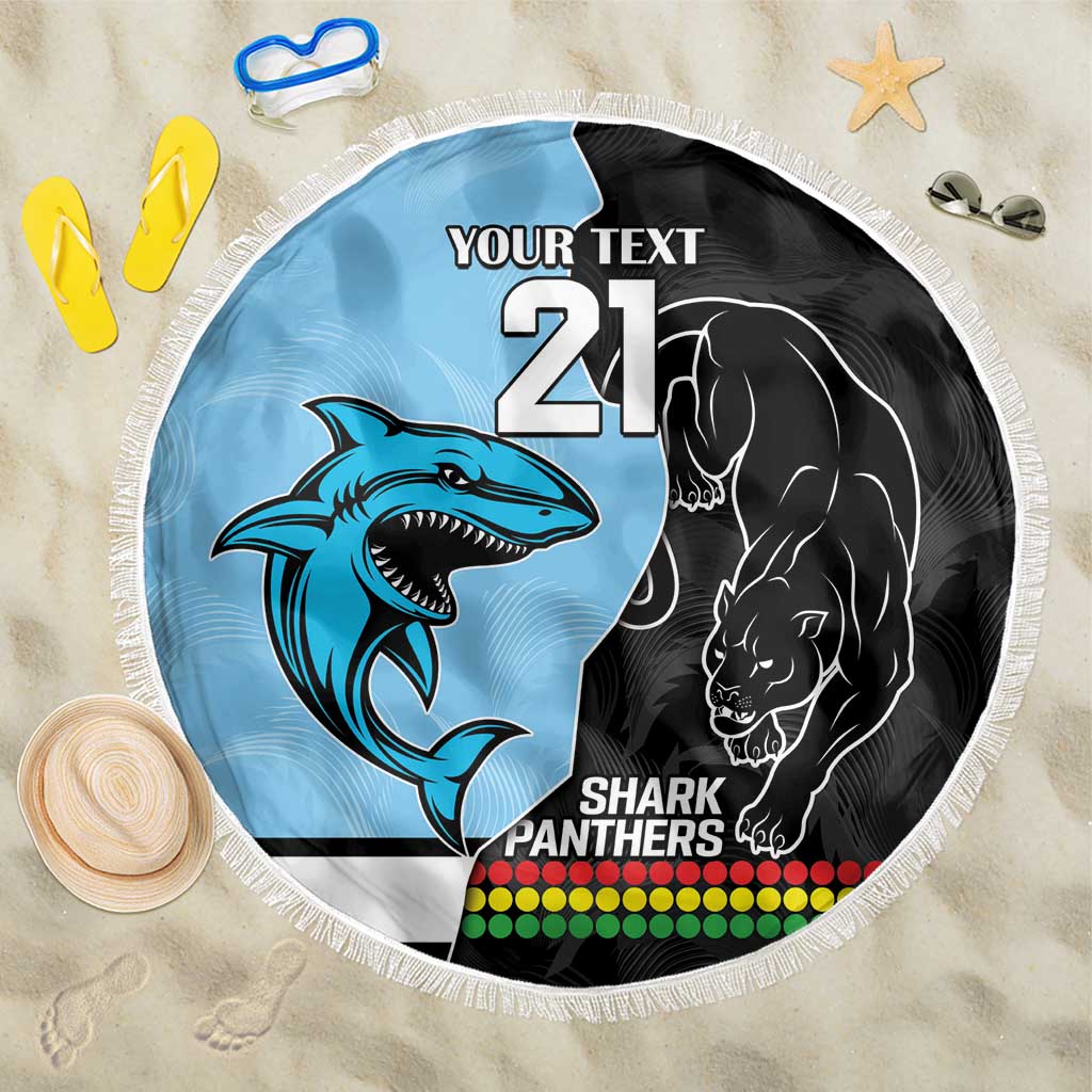 NRL Panthers-Shark Mascot Custom Beach Blanket Cracked Metal Style