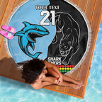 NRL Panthers-Shark Mascot Custom Beach Blanket Cracked Metal Style