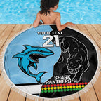 NRL Panthers-Shark Mascot Custom Beach Blanket Cracked Metal Style