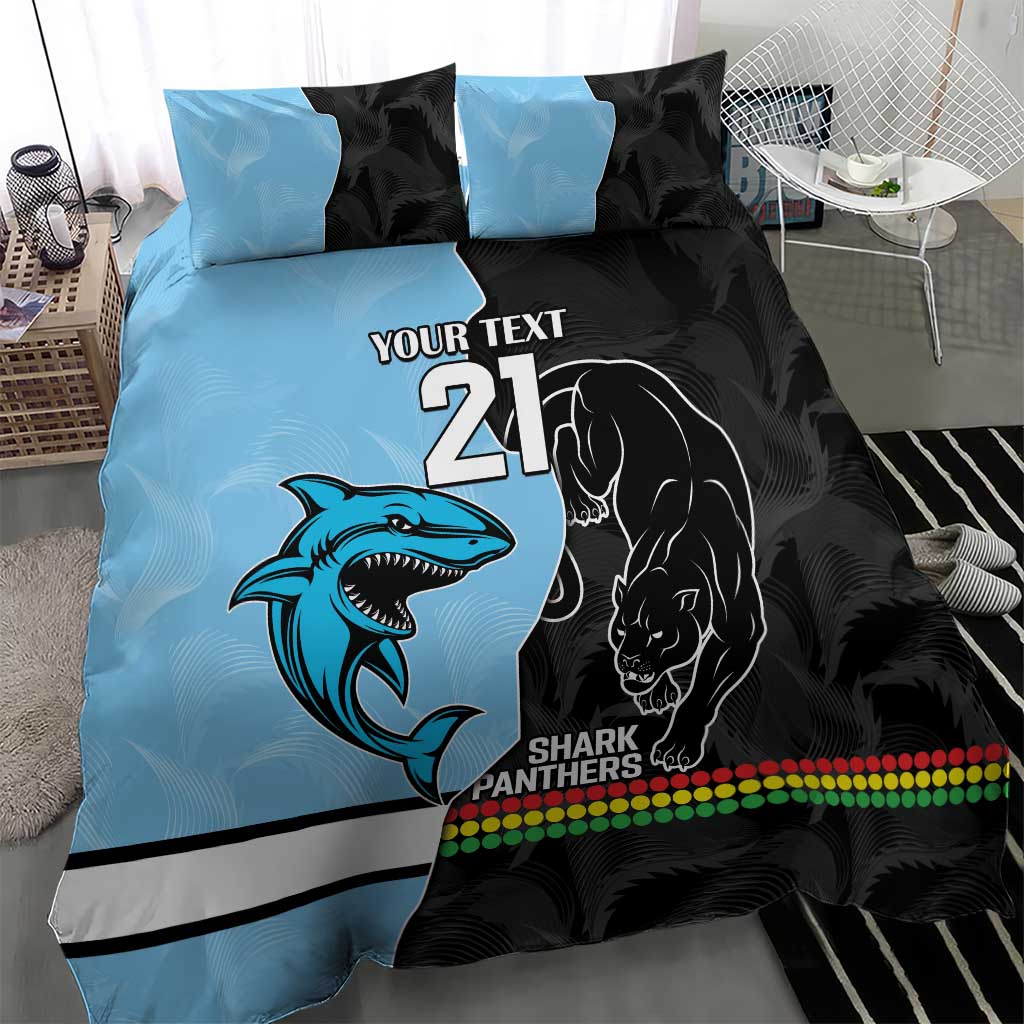 NRL Panthers-Shark Mascot Custom Bedding Set Cracked Metal Style