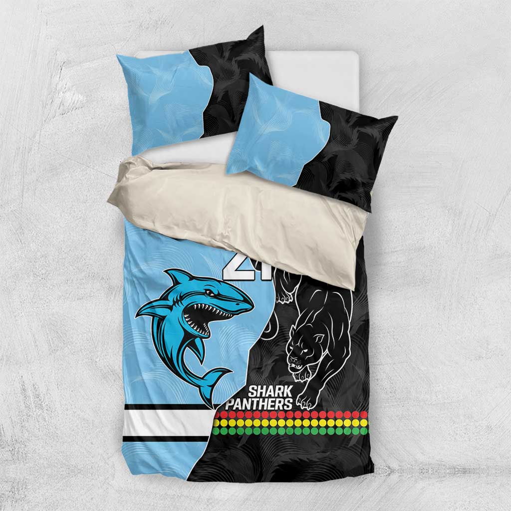 NRL Panthers-Shark Mascot Custom Bedding Set Cracked Metal Style