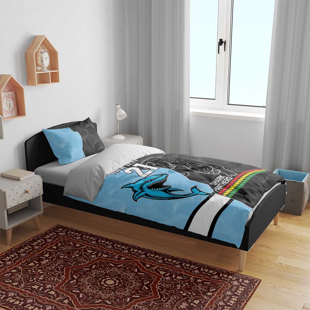 NRL Panthers-Shark Mascot Custom Bedding Set Cracked Metal Style