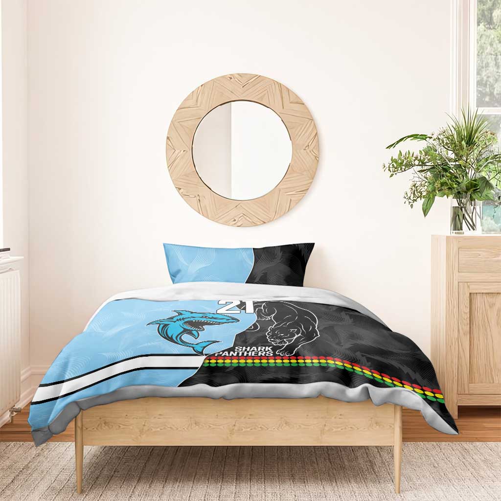 NRL Panthers-Shark Mascot Custom Bedding Set Cracked Metal Style