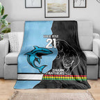 NRL Panthers-Shark Mascot Custom Blanket Cracked Metal Style