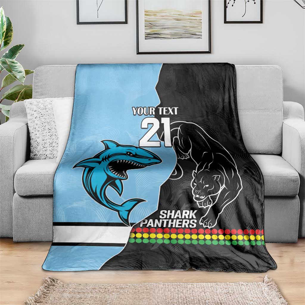 NRL Panthers-Shark Mascot Custom Blanket Cracked Metal Style