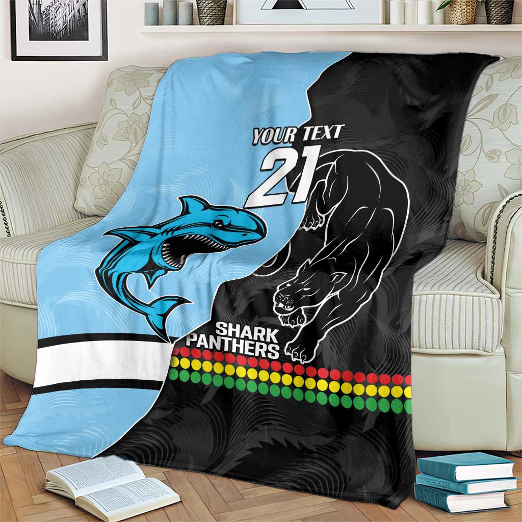 NRL Panthers-Shark Mascot Custom Blanket Cracked Metal Style