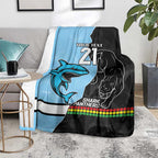 NRL Panthers-Shark Mascot Custom Blanket Cracked Metal Style